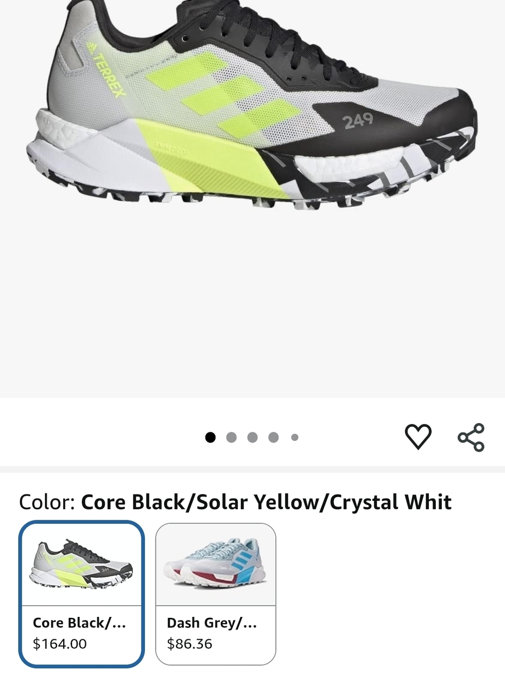 adidas Terrex Trail Running Shoes in Core Black, Solar Yellow & White